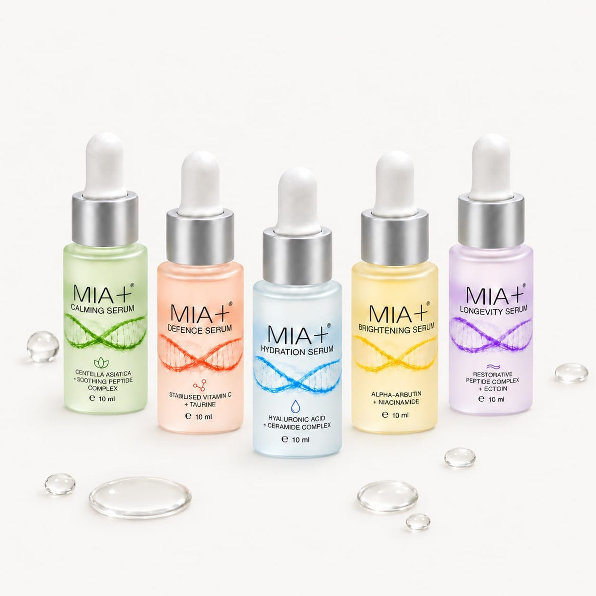 Five MIA+ targeted serums combined according to a personalised Drops Code
