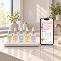 MIA+ Skin DNA personalised skincare system with five targeted serums and the Genefluence app