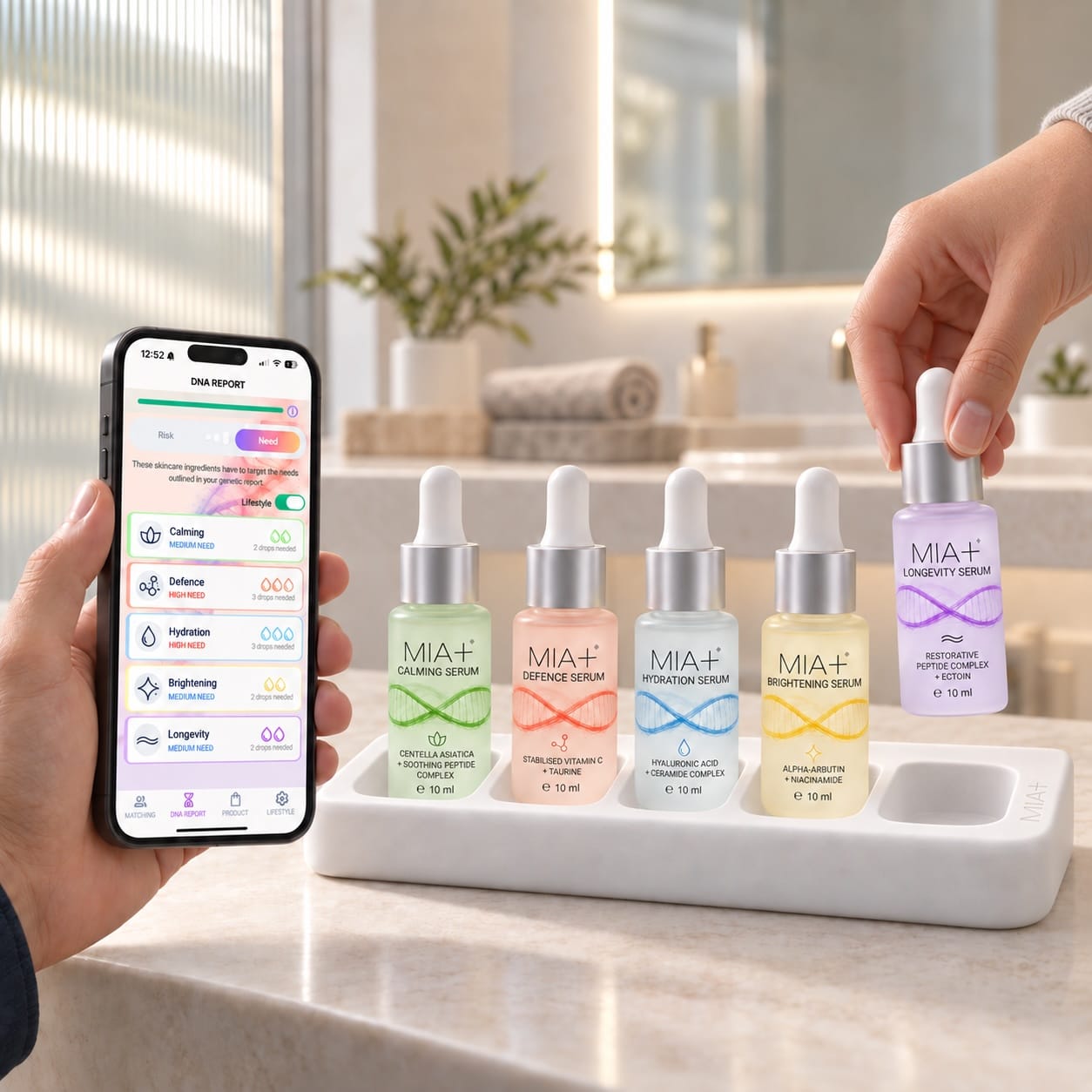 Friends sharing the MIA+ personalised skincare experience